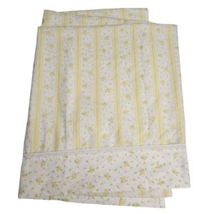 Vintage Fashion Manor Yellow Floral Small Roses Double Flat Sheet